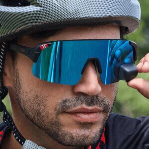 TriEye Revo Blue Lens Black Frame M Left Rear View Mirror + Extra Clear Shield